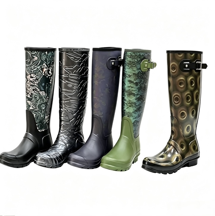Bottes de pluie 3D gaufrées, hauteur genou, pour homme Patcus